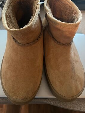 Cozy Suede Ankle Booties in Chestnut Brown
